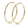 Hoop Earrings Stainless Steel Gold Plated For Women 20/30/45/50/60mm Round Circle Ear Cuff Brincos Femme Trendy Jewelry Gifts