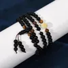 Charm Bilezikler 108 Dua Boncukları Tiger Göz Taşı Obsidian Bilezik Kolye Kristal Strand Mala Tespih Budist Buda Şanslı Musluk Mücevherat