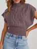 Women's Vests Women S Mock Neck Knit Sweater Vest Summer Cap Sleeve Tops Casual Trendy Pullover Tank Solid Top