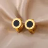 Hoepel oorbellen Romeinse cijfers voor vrouwen goud kleur roestvrij staal ronde klok earring mode oor buckle sieraden brincos cadeau