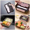 Dinnerware Sets Box Lunch Container Bento Meal Prep Sandwich Portable Containers Storage Divided Control Camping Portion Office Plastic