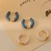 Hoop Earrings 316L Stainless Steel Retro Simplicity Oil Drip Brown Blue Wine Red Geometry Fashion High Jewelry SAE1052