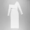Robes décontractées 2023 hiver femmes vêtements à manches longues décolleté irrégulier mi-longueur robe de pansement mode célébrité piste Vestidos
