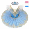 Dancewear Professionnel Ballet Tutu Filles Bleu Rose Plateau Crêpe Tutu Ballerine Robe De Soirée Adulte Femmes Enfant Enfants Ballet Danse Costume 231124