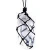 Colliers pendentifs en gros naturel irrégulier énergie à une pointe colonne de cristal blanc Six prisme collier tissé à la main