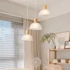 Pendant Lamps Nordic Log Chandelier Creative Frosted Glass Lamp Bedroom Bedside Living Room Restaurant Lightings El Bar Cafe Fixtures