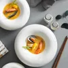 Teller Europäische Keramikplatte Esszimmer Desktop Gebürstete Textur Isoliertablett El Einfache Suppenschüssel Home Kitchen Geschirr