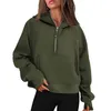 Hoodie kvinnliga tröjor designer hoodies höst vinter yogasträkt halv zip kvinnor sport tröja lösa gym jacka fitness kort plysch tröja