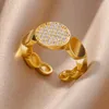 Anelli a grappolo Anello aperto con giuntura ovale semplice per le donne Accessori per gioielli da festa regolabili con zirconi geometrici Regalo per amici