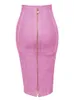 Kjolar 16 färger xl xxl sexig solid blixtlås orange blå svart röd vit rosa bandage kjol kvinnor elastisk bodycon sommar blyerts kjol 58 cm 231124