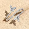 Band Rings Huitan Exquisite Butterfly for Women Luxury Inlaid Bling Cubic Zirconia Temperament Female Accessory Fashion Jewelry 231123