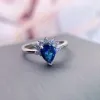Eleganter Topas-Ring aus Sterlingsilber zur Verlobung, 5 x 7 mm, natürlicher Londoner Blautopas, 925er-Silberring mit 3-lagiger 18-Karat-Vergoldung