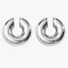 Boucles d'oreilles surdimensionnées Chunky Round Circle Clip Boucle d'oreille pour femmes Plaqué or C Forme Ear Cuff Stud Tube Épais Earclips Bijoux E1241