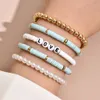 Braccialetti con ciondoli Colorati impilabili Lettera d'amore per le donne Ceramica in argilla morbida Stratificazione Amicizia Perline Catena Bracciale Boho Gioielli regalo 230424