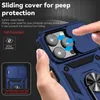 Military Shockproof Hybrid Magnetic Ring Kickstand Cases for iPhone 14 Pro Max 13 12 11 XS XR X 8 7 Plus Dual Layer Stand Slide Lens Protection Cover