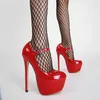 드레스 신발 섹시한 여자 펌프 고급 플랫폼 5cm 하이힐 17cm 레이디스 특허 가죽 검은 색 빨간 웨딩 파티 A25-33