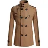 Męskie mieszanki wełny męskie męskie bawełniane płaszcz z wełny zimowej mieszanka wełny stały kolor swobodny moda biznesowa szczupła kurtka płaszcza Mężczyźni ubrania 231123