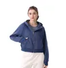 LU-123 Yoga Clothes Women's Sports Full Zipper Hoodie Loose Casual Thickened Fitness Coat Gym Jacket Hot Sale