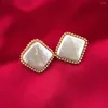 Stud -oorbellen Handgemaakte vierkante vorm Keshi Pearl pins vrouwen DIY Barokke sieraden