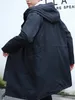 Trenchs de hommes printemps automne long manteau hommes mode coupe-vent à capuche noir pardessus vestes décontractées