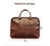 BROCKASER GUMST Märke Crazy Horse Pu Leather Men Portfölj Vintage 14 tum Business Laptop Handväska Fashion Messenger Shoulder Bag Man