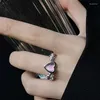 Bagues de cluster Mode Rose Opal Coeur pour femmes chardons et épines Design tendance réglable ouvert coréen bijoux cadeau de fête