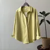 Camisa escovada vintage feminina outono 2023 nova camisa versátil solta de mangas compridas