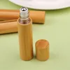 Opslagflessen 5PCS Bamboe Roll On Fles Roestvrijstalen Rollerball Parfum Essentiële Olie Reizen Druppelaar Hervulbare Container