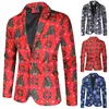 Costumes pour hommes Blazers manteau décontracté veste imprimé de noël Costume ajusté Blazer mode boutons minces Costume de fête 231123