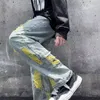 Herren Jeans Herbst Casual American Ins Trend Marke High Street Nischendesign Y2K Retro Washed Distressed Hosen