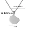 Collane con ciondolo Acciaio inossidabile Colore argento Pendenti con mappa dell'isola di La Gomera per donne Ragazze Uomini Gioielli souvenir turistici