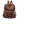 School Bags Women Vintage Design Soft Pu Leather Backpack Large Capacity Anti Theft Travel Shoulder Bag Handbag