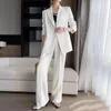 Pantaloni a due pezzi da donna Eleganti blazer verdi Set da donna 2024 Primavera Autunno Moda Giacca doppiopetto Gamba larga Abiti a due pezzi