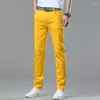 Jeans pour hommes Casual Denim Rouge Jaune Rose Blanc Solid Party Trendy Quatre Saisons Straight Slim Cool Pantalon