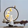 Lampes de parfum Zen Backflow Porte-brûleur d'encens Fumée Cascade Bâtons Lampe LED Anneau Ornements Salon Bureau Bureau Décor246g