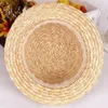 Bérets mignon enfant filles chapeau de paille nœud papillon soleil enfants grand bord plage été canotier ruban rond plat haut Fedora