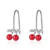 Hoop Earrings Chandler Handmade Red Bead For Women Charm Pendientes Stone Beads Cherry Dangle Wedding