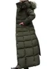 Parkas de plumón para mujer, abrigo acolchado de algodón, ropa de invierno cálida, bolsillos con capucha de piel, chaqueta acolchada, fajas, abrigos largos de burbujas, informal, delgado, negro 231123