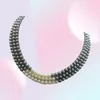 3Rows 78MM Black White Natural Pearl Necklace 1719quot0128306160