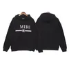 Fashion long sleeve ribbed bottom pocket black amiryes letter embroidery hoodies