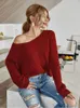 Damenpullover Oversize-Pullover Frau Sexy Red Solid Grunge Y2k Bandage Pullover Strap Christmas Crop Knit Loose Fit