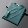 Men's T Shirts Shirt For Men Autumn And Winter Long Sleeve Warm Round Neck Loose Fleece Solid Color Casual T-shirt Double-face Velvet