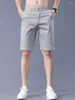 Herr shorts 6 färg casual 2023 sommar rak elastisk affärsmode tunna korta byxor manlig is silk khaki beige marin