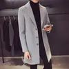 Misto lana da uomo Cappotto lungo in cotone da uomo Autunno Inverno Misto lana Colore puro Casual Business Moda Giacca a vento sottile Abbigliamento uomo 231123