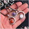 Charms Moon And Sun Pendant Natural Stone Rose Quartz Tiger Eye Amethyst Charms For Jewelry Making Keychain Necklace Wholesale Drop De Dhldy
