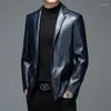 Costumes pour hommes Blazer en cuir noir et bleu 2023 Printemps Automne Arrivées Hommes Smart Casual Classique Pu Vestes Br Vêtements