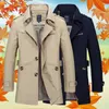 Mélanges de laine pour hommes automne et hiver hommes d'affaires coupe-vent longue veste pur coton Trench manteaux décontracté printemps mode costume mâle Blazer vêtements 231123