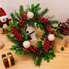 Couronne de noël vibrante de fleurs décoratives, ornements festifs avec pommes de pin et baies, porte fenêtre de 18.5 pouces pour l'avant de la maison