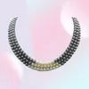 3Rows 78MM Black White Natural Pearl Necklace 1719quot0128306160