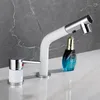 Bathroom Sink Faucets Black/White Basin Faucet Deck Mounted Split Body Pull Out Water Mixer Brass Washbasin Tap